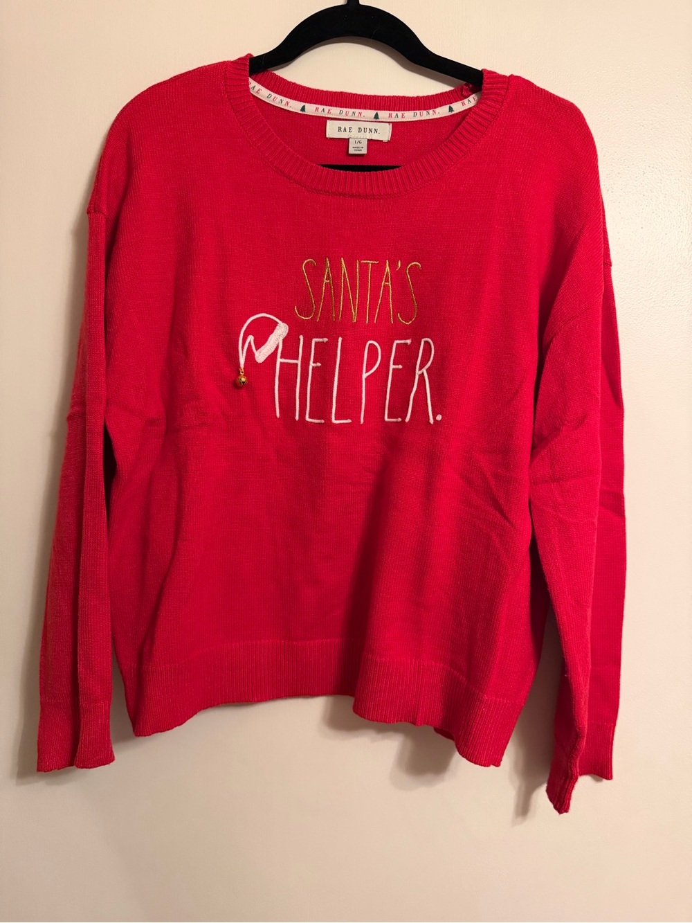 Rae Dunn Red "Santa's Helper" Sweater